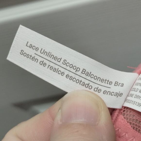 Auden NWOT Size 40C Pink Coral Lace Unlined Scoop Balconette Underwire Bra - Picture 7 of 8